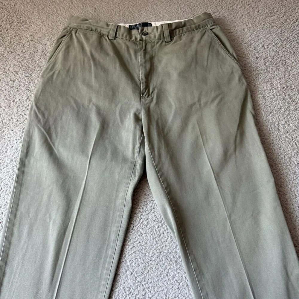 Vintage Polo Ralph Lauren Pants Mens 33x30 Green Chino Twill‎ Slacks Singapore *